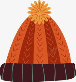 橘色的冬天毛线帽矢量图素材