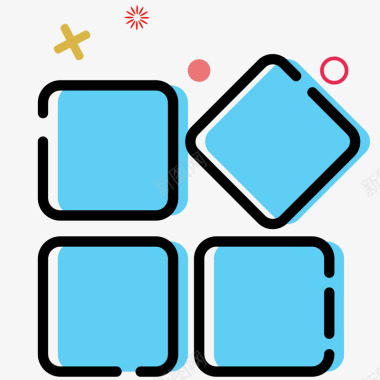 发光素材蓝色手绘应用logo元素矢量图图标图标