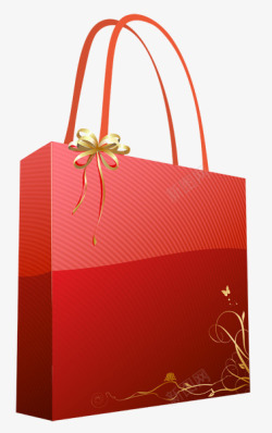 红色金边购物纸袋手绘情人节素材