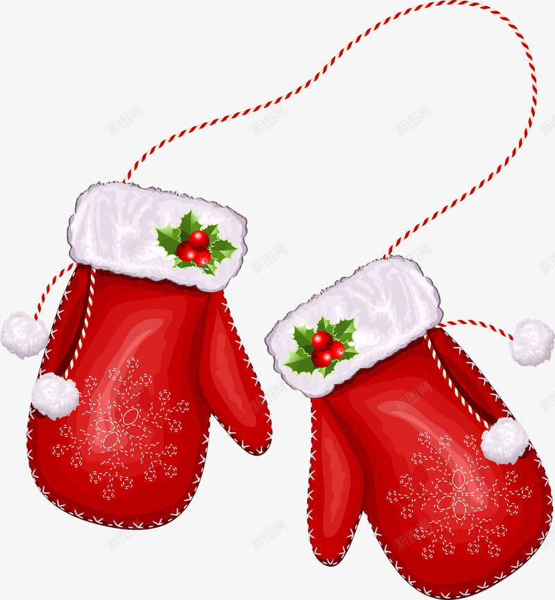 红色圣诞节手套png免抠素材_88icon https://88icon.com 保暖 冬青 圣诞节 红色手套 节日手套 装饰图案 雪花图案