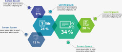 多边形数据分析六边形占比图矢量图高清图片