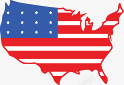 独立日美国国旗地图矢量图素材