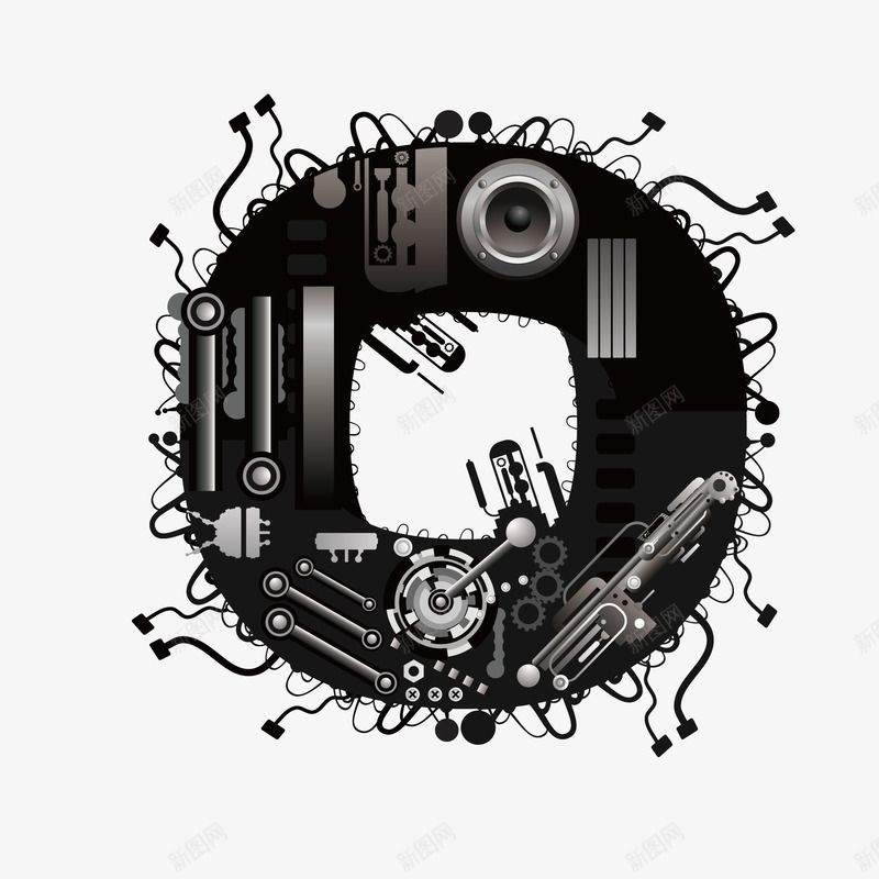 机械创意字母Opng免抠素材_88icon https://88icon.com 26个字母 O字 字体设计 广告字母 现代科技 立体字母 艺术字 艺术字母设计 英文字母 黑色