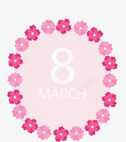 国际妇女节浪漫粉红色花朵边框高清图片