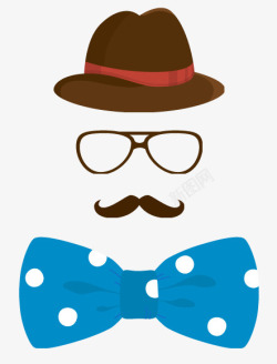 男士帽子眼镜胡子领结素材