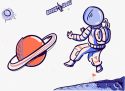 手绘宇航员创意科技宇航员装饰图案矢量图高清图片
