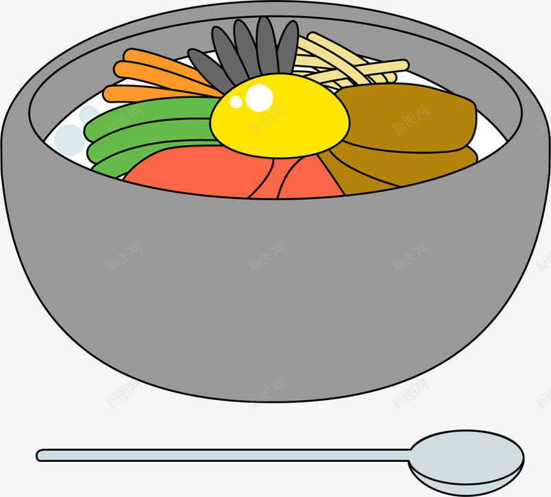 手绘石锅拌饭矢量图ai免抠素材_88icon https://88icon.com 手绘 石锅拌饭 食物 矢量图