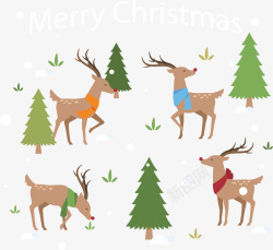 可爱圣诞节冬天的驯鹿矢量图素材