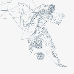 足球轨迹图科技线条人物踢足球图高清图片