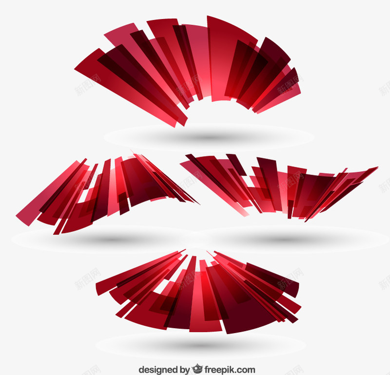 抽象风格的多边形带png免抠素材_88icon https://88icon.com 多边形 带状 抽象 曲线 样式 波浪 红丝带 红色 螺旋形 运动