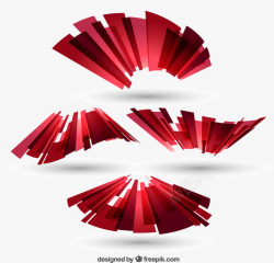 螺旋红丝带抽象风格的多边形带高清图片