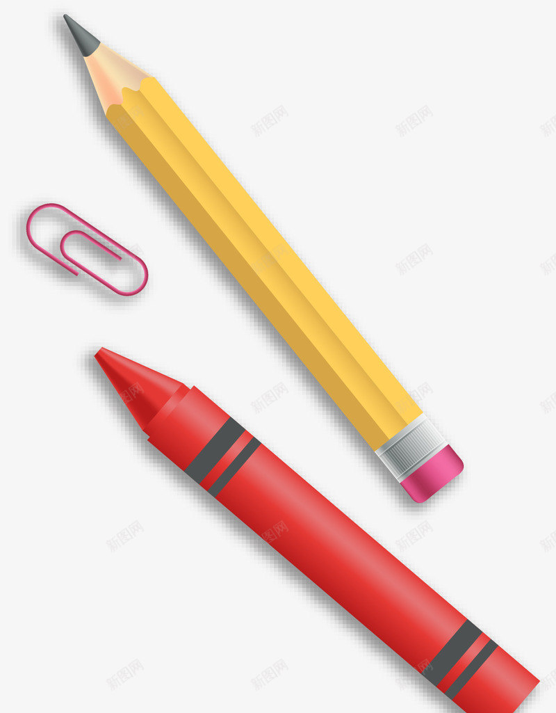 开学季学习用品黄色铅笔png免抠素材_88icon https://88icon.com 学习用品 开学季 红色回形针 红色蜡笔 补习班 黄色铅笔