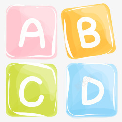 炫彩字母卡通手绘炫彩字母ABCD高清图片