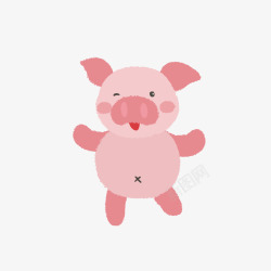粉色开心小猪猪矢量图素材