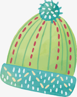 绿色帽子温暖冬天矢量图素材