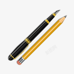 铅笔和黑色精致钢笔素材