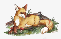 水彩动物狐狸矢量图素材