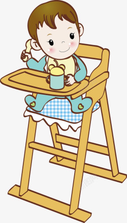 卡通小孩元素宝宝婴儿餐椅素材