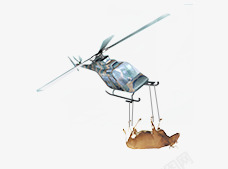 手绘直升机飞机电商素材