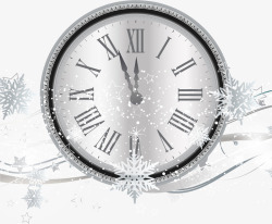 钟表上的雪花图片银色雪花倒计时钟表矢量图高清图片