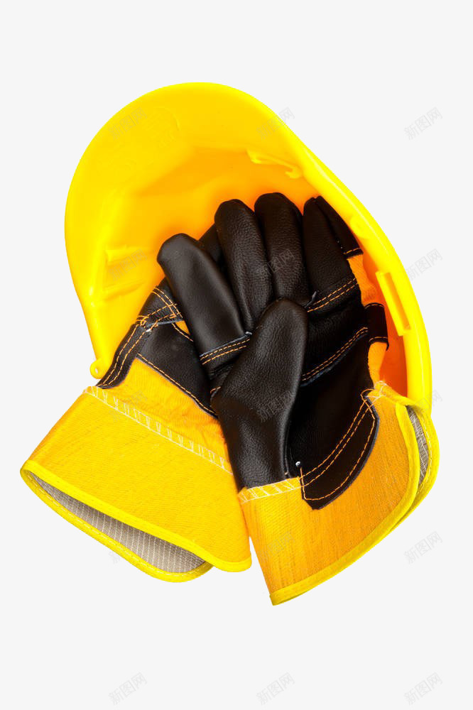黄色安全帽和手套png免抠素材_88icon https://88icon.com 企业安全 头盔 安全发展 安全帽 实物 工地安全 手套 防护服 黑色皮革防护手套
