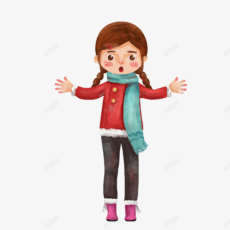 水彩手绘冬天装扮的女孩png免抠素材_88icon https://88icon.com 戴着围巾的女孩 水彩手绘冬天装扮的女孩 水彩手绘女孩