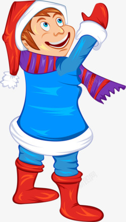 卡通圣诞美国男生冬季服装素材