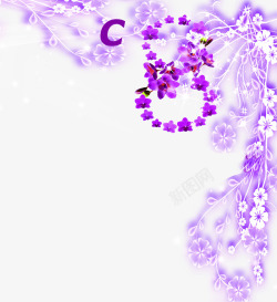 紫色发光藤蔓花卉婚礼素材