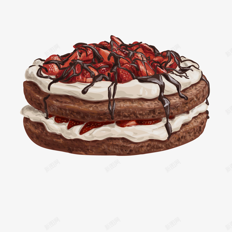 草莓巧克力蛋糕png免抠素材_88icon https://88icon.com 奶油 手绘 装饰 食物