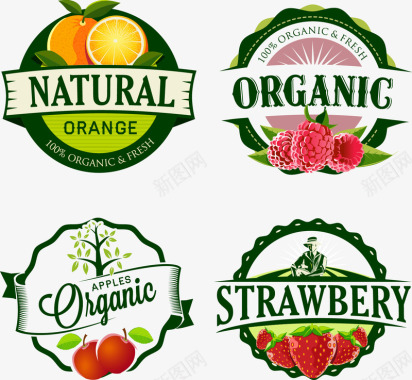 水果外形标签精美水果商标标签矢量图图标图标