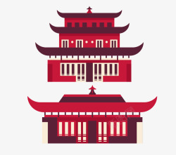 中国古建筑岳阳楼和清代建筑素材