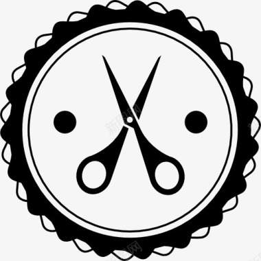 剪刀剪刀在头发沙龙徽章图标图标