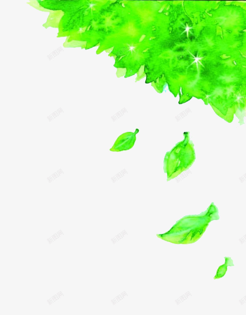彩绘绿色飘落的树叶png免抠素材_88icon https://88icon.com 彩绘绿色 树叶图片 绿色树叶 绿色素材