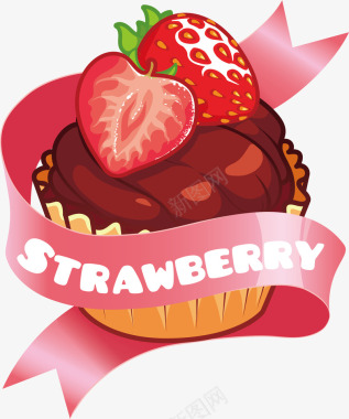 草莓诱人的沙河特色蛋糕矢量图图标图标
