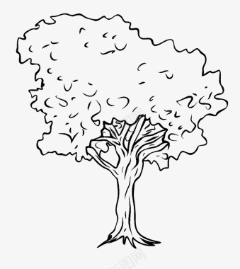 手绘卡通小绿树树手绘图标图标