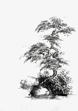 水墨松树矢量图素材