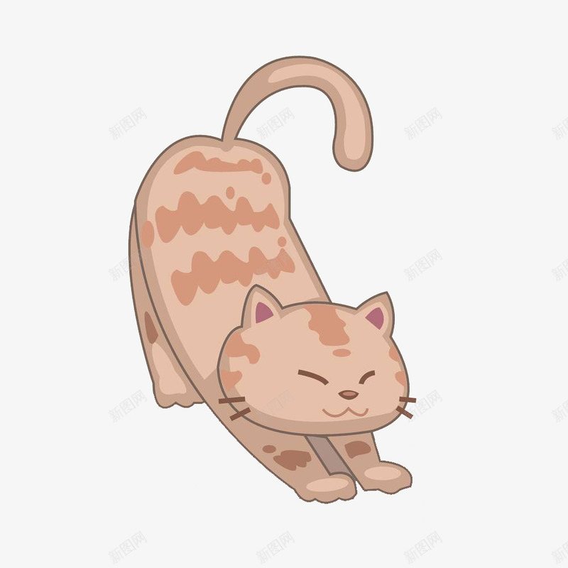 褐色的小猫咪png免抠素材_88icon https://88icon.com 伸懒腰 伸腰 动物 卷翘 可爱 小猫咪 尾巴 形象 生物