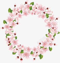 绿色花蕊粉色的花环矢量图高清图片