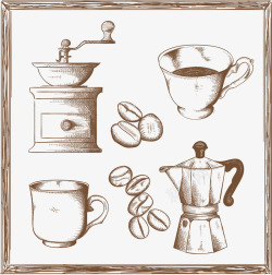 手绘咖啡相关素描矢量图素材