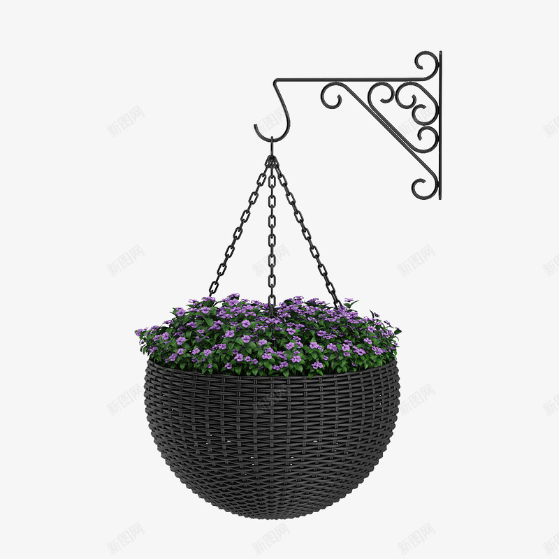 墙壁花纹紫色吊篮花png免抠素材_88icon https://88icon.com 吊兰 吊篮花 墙壁吊篮花 墙壁挂钩 墙壁花纹紫色吊篮花 挂钩 花盆