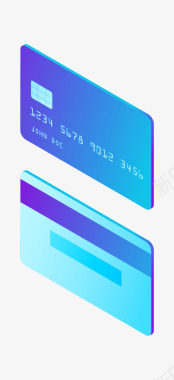 银行卡25D立体银行卡插画图标矢量图图标