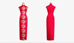 新款修身红色旗袍连衣裙素材