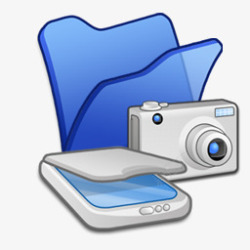 扫描文件蓝色文件夹扫描相机图标高清图片