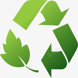 可回收垃圾标签绿色循环叶子环保图图标高清图片