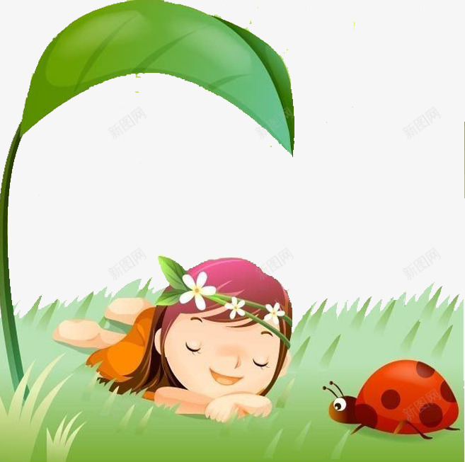 卡通躺在草地上png免抠素材_88icon https://88icon.com 睡觉的小女孩 草地上 躺在草地上 躺在草地上和瓢虫玩 躺在草地上睡觉 躺在草地的小女孩