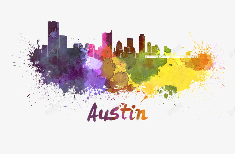 Austinpng免抠素材_88icon https://88icon.com 剪影 城市 城市剪影 涂鸦