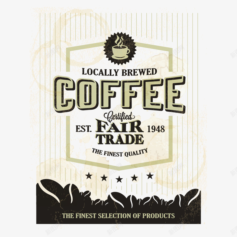 复古咖啡海报矢量图eps设计背景_88icon https://88icon.com 咖啡豆 复古咖啡海报 竖纹艺术字 饮品餐厅 矢量图