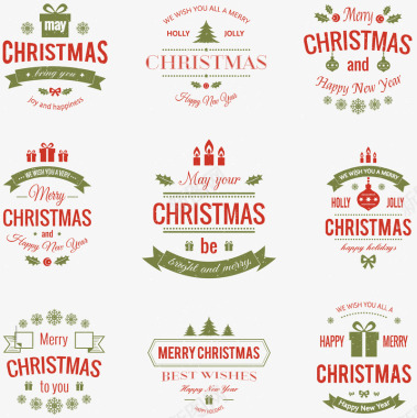 各种圣诞节红绿色标志logo矢量图图标图标