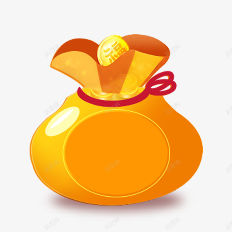 金色福字卡通福袋png免抠素材_88icon https://88icon.com 福字 福袋 袋子 装满金币的袋子 金币 金色 金袋子 钱袋 钱袋模型 黄色