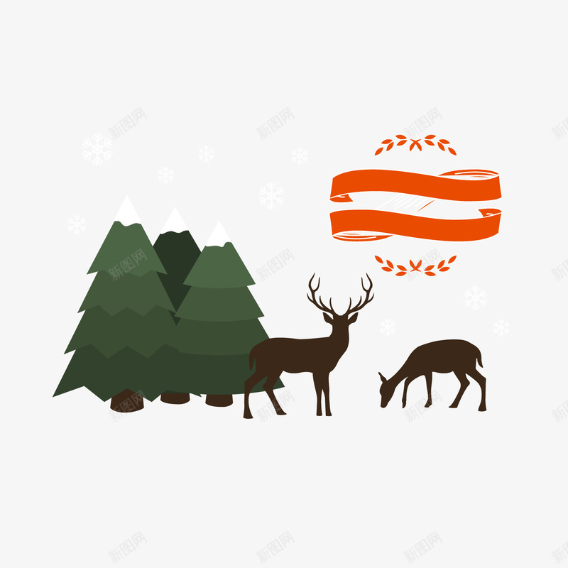 雪地驯鹿圣诞贺卡png免抠素材_88icon https://88icon.com 圣诞元素 圣诞贺卡 雪地驯鹿 驯鹿免费png下载